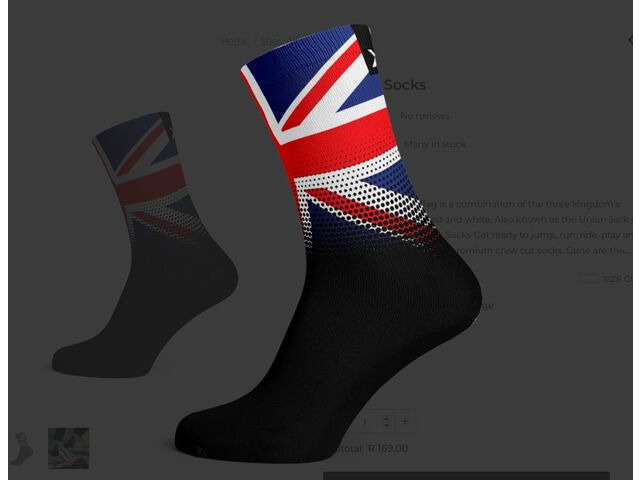 SOX FOOTWEAR Union Jack Crew Style Premium Cycling Sock click to zoom image