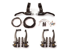 CLARKS CYCLE SYSTEMS V-Brakeset F&R in Black inc. Cables Steel Guide Pipes & Boots