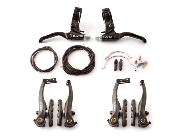 CLARKS CYCLE SYSTEMS V-Brakeset F&R in Black inc. Cables Steel Guide Pipes & Boots click to zoom image