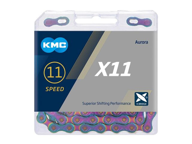 KMC X11 Aurora Blue 11speed Chain 118 Links click to zoom image