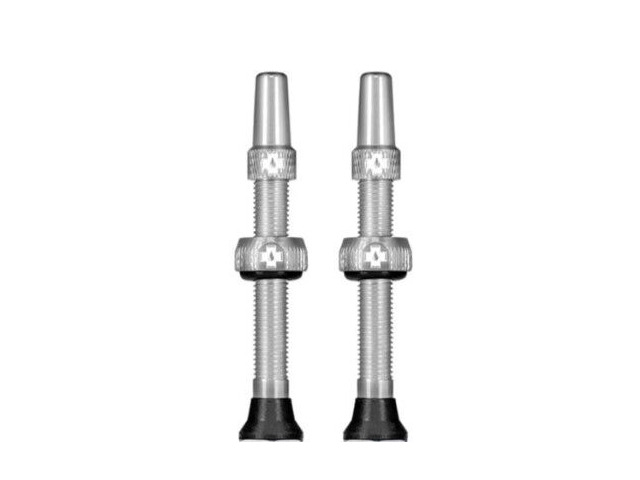 MUC OFF Tubeless Valves Silver 60mm Pair click to zoom image