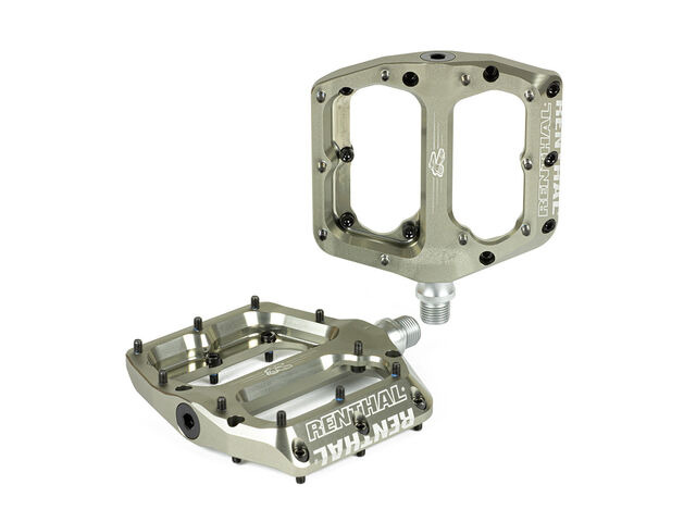 RENTHAL Revo-F Flat Pedals CNC Alloy Flat pedal, 100x104mm Platform, Fully serviceable AluGold click to zoom image