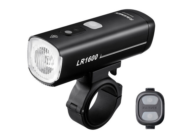 RAVEMEN LIGHTS LR1600 USB Rechargeable Curved Lens Front Light in Matt Black (1600 Lumens) click to zoom image
