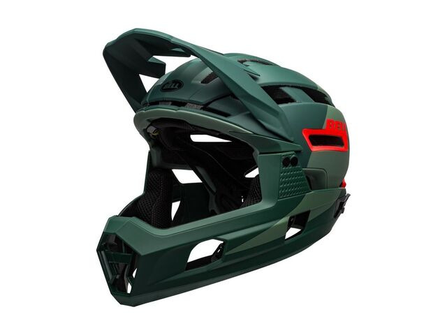 BELL CYCLE HELMETS Super Air R Mips MTB Full Face Helmet Matte/Gloss Green/Infrared click to zoom image