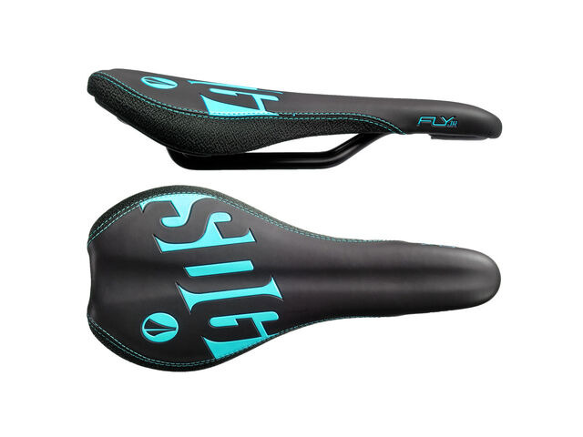 SDG COMPONENTS Fly Junior Steel Rail Saddle Black/Cyan click to zoom image