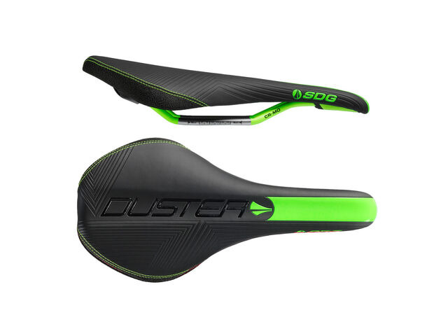 SDG COMPONENTS Duster Mtn P Cro-Mo Rail Saddle Black/Neon Green click to zoom image