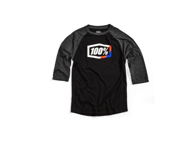 100% Stripes ¾ Sleeve Tech Tee Black click to zoom image