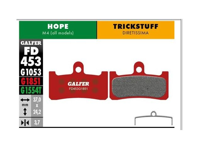 GALFER Trickstuff Advanced - Metal - Sintered Brake Pad (Red) FD453G1851 click to zoom image