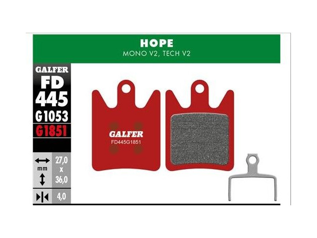 GALFER Hope Mono V2 Tech V2 Advanced - Metal - Sintered Brake Pad (Red) FD445G1851 click to zoom image
