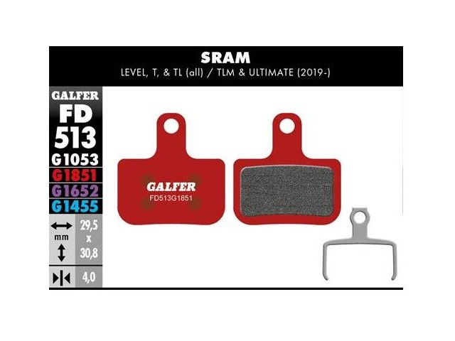 GALFER Sram Level Advanced - Metal - Sintered Disc Brake Pads (Red) FD513G1851 click to zoom image