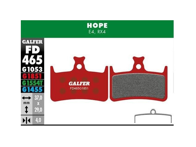 GALFER Hope Tech 3 - Tech 4 - E4 Advanced - Metal - Sintered Brake Pad (Red) FD465G1851 click to zoom image