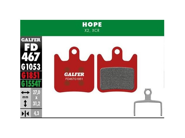 GALFER Hope XCR - X2 Advanced - Metal - Sintered Brake Pad (Red) FD467G1851 click to zoom image