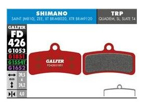 GALFER Shimano XT M8020 4 piston Wet Weather Disc Brake Pad (Red) FD426G1851