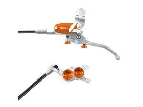 HOPE Tech 4 E4 in Silver - Orange with normal hose