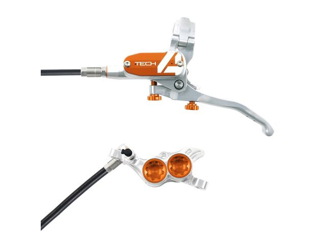 HOPE Tech 4 E4 in Silver - Orange with normal hose click to zoom image