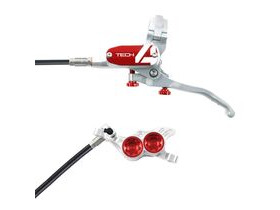 HOPE Tech 4 E4 in Silver - Red with normal hose