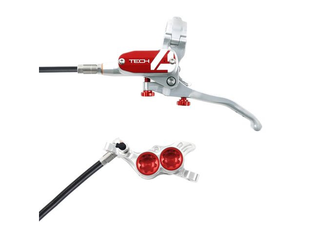HOPE Tech 4 E4 in Silver - Red with normal hose click to zoom image