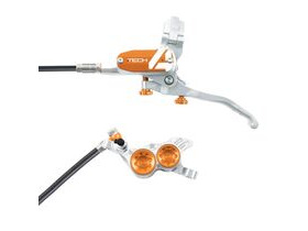 HOPE Tech 4 V4 in Silver - Orange with normal hose