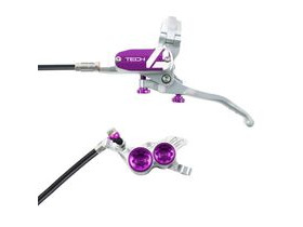 HOPE Tech 4 V4 in Silver - Purple with normal hose