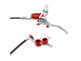 HOPE Tech 4 V4 in Silver - Red with normal hose